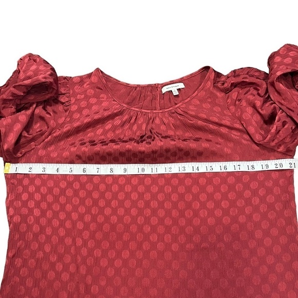 Max Studio Polka Dot Shimmer Ruched Sleeve Blouse sz S - Picture 7 of 12